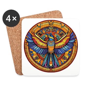 Éventail de feu Phoenix Mandala - Dessous de verre (lot de 4) - blanc - Devant