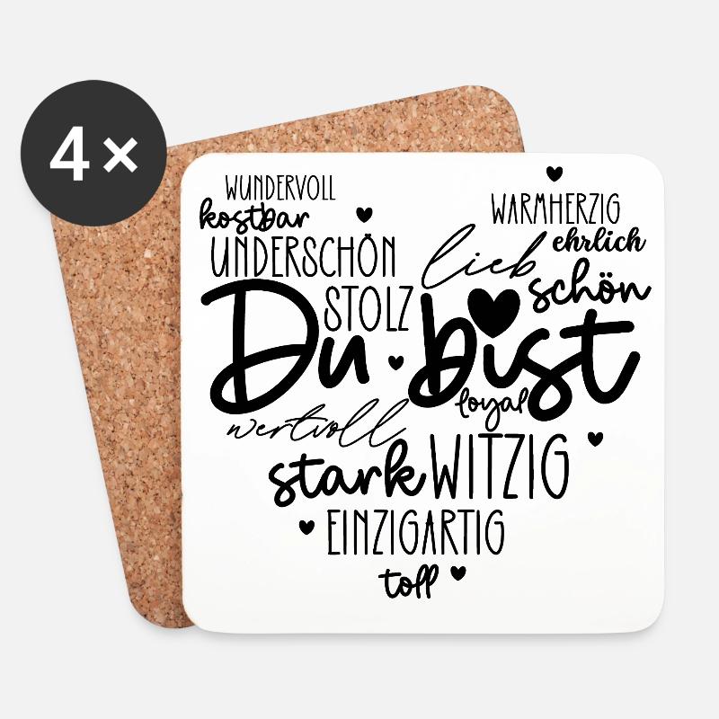 Du bist - Untersetzer (4er-Set) - Weiß