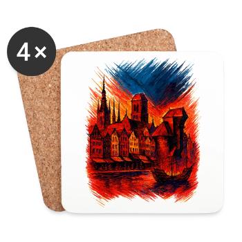 Danzig Gdańsk Stadt Polen Polska Patriot Geschenk - Untersetzer (4er-Set) - Weiß - Vorne