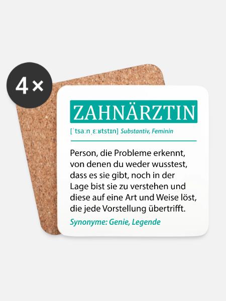 Zahnärztin Definition Lustig Beruf Spruch Geschenk - Untersetzer (4er-Set) - Weiß