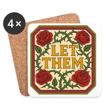 Let Them Bloom Roses Vintage Sign - Coasters (set of 4) - white - Front