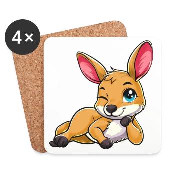 Winking kangaroo in cartoon style - Coasters (set of 4) - white - Front