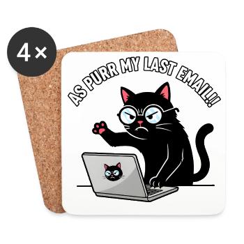 Als Schnurr meine letzte E-Mail lustiges Katzendesign - Untersetzer (4er-Set) - Weiß - Vorne