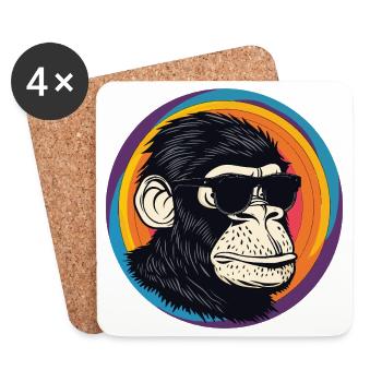 Affe Sonnenbrille Comic - Untersetzer (4er-Set) - Weiß - Vorne