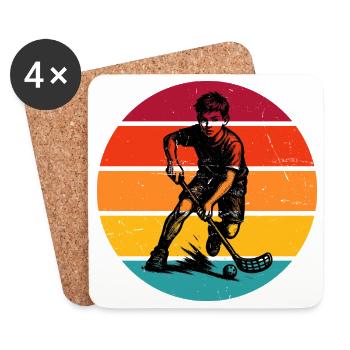 Attention fans de floorball, déclaration simple - Dessous de verre (lot de 4) - blanc - Devant