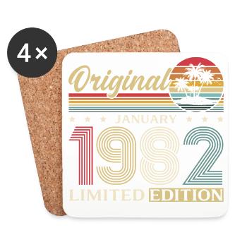 44th Birthday Original January 1982 - Coasters (set of 4) - white - Front