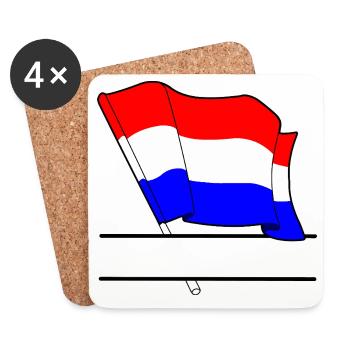 Netherlands Flag – Name Space - Coasters (set of 4) - white - Front