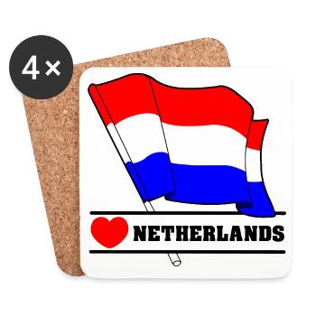 Netherlands Flag with Heart - Coasters (set of 4) - white - Front