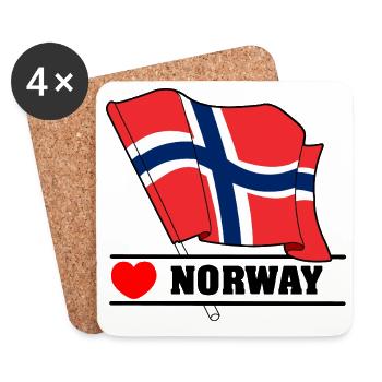 Norway Flag with Heart - Coasters (set of 4) - white - Front