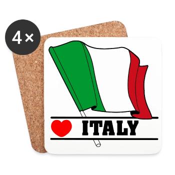Drapeau italien avec cœur - Dessous de verre (lot de 4) - blanc - Devant