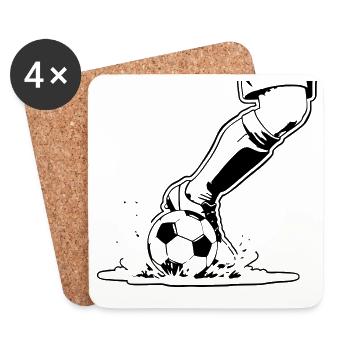Soccer Shot Closeup Kick Vector - Coasters (set of 4) - white - Front