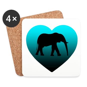 Éléphant - Dessous de verre (lot de 4) - blanc - Devant