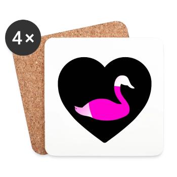 cygne - Dessous de verre (lot de 4) - blanc - Devant