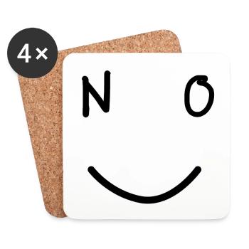 NO Smile Minimalistisch Gute Laune Design - Untersetzer (4er-Set) - Weiß - Vorne