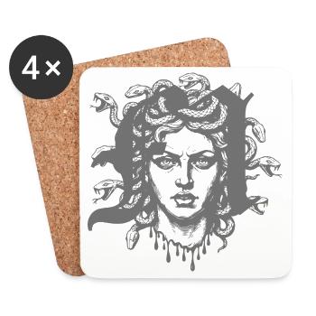 Medusa Head with Snakes - Coasters (set of 4) - white - Front