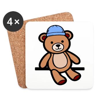 Puppe Teddybär Bären - Untersetzer (4er-Set) - Weiß - Vorne
