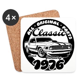 50. Geburtstag - Klassiker Musclecar 01/1976 - Untersetzer (4er-Set) - Weiß - Vorne