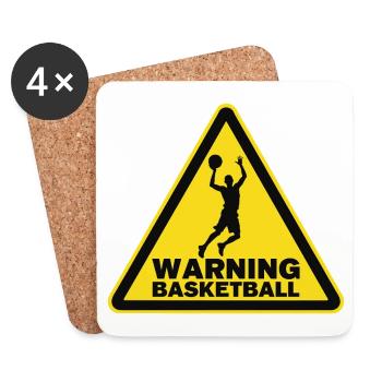 Avertissement Sportif Basket-ball Signal d’avertissement - Dessous de verre (lot de 4) - blanc - Devant