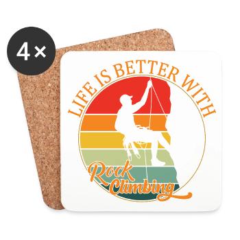 Das Leben ist besser mit Klettern - Untersetzer (4er-Set) - Weiß - Vorne