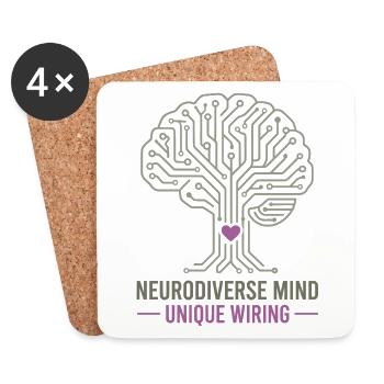 NEURODIVERSER GEIST Einzigartiges Verdrahtungsbewusstsein - Untersetzer (4er-Set) - Weiß - Vorne
