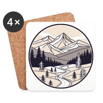 Cercle Montagnes et Pins - Dessous de verre (lot de 4) - blanc - Devant