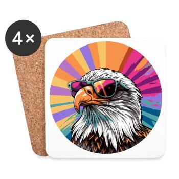 Adler mit Sonnenbrille  - Untersetzer (4er-Set) - Weiß - Vorne