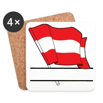 Österreichische Flagge – Namensraum - Untersetzer (4er-Set) - Weiß - Vorne