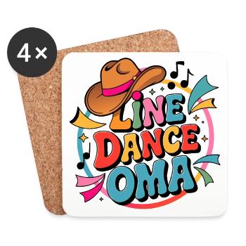 Line Dance Oma – Bunte Westernparty - Untersetzer (4er-Set) - Weiß - Vorne