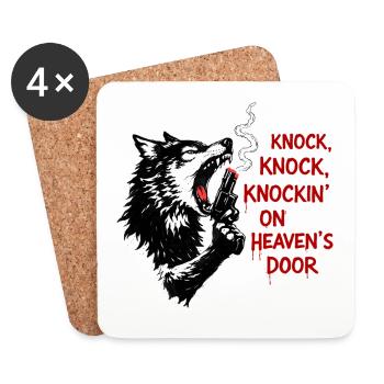 Wolfskopf mit Pistolenmotiv - Untersetzer (4er-Set) - Weiß - Vorne