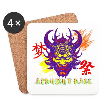 Midnight Rage Glitch Oni Face Urban Style - Untersetzer (4er-Set) - Weiß - Vorne
