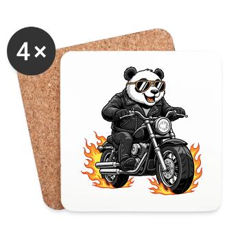 Cool Biker Panda Motorcycle Flames - Dessous de verre (lot de 4) - blanc - Devant