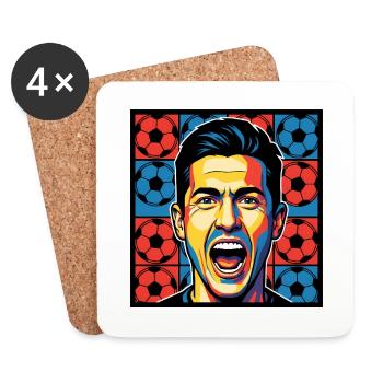 Football Fan Face Pop Art Colorful - Coasters (set of 4) - white - Front