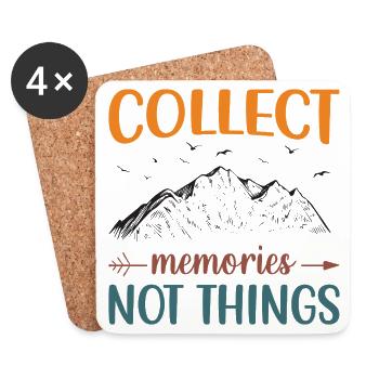 Montagnes - Collectez des souvenirs, pas des choses - Dessous de verre (lot de 4) - blanc - Devant