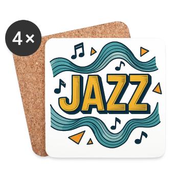 Music Jazz Graphic Design Blue and Yellow - Coasters (set of 4) - white - Front