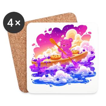 Colorful teddy boat in the sea of clouds - Coasters (set of 4) - white - Front