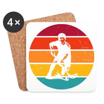 Conception de floorball pleine de caractère - Dessous de verre (lot de 4) - blanc - Devant