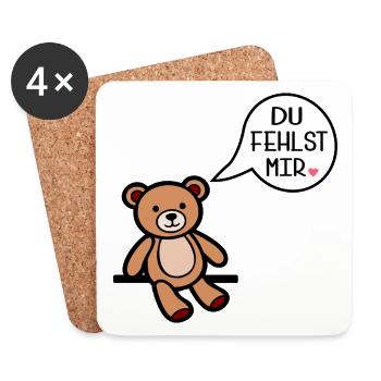 I miss you - bear - Coasters (set of 4) - white - Front