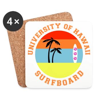 Surfboard University of Hawaii Retro - Dessous de verre (lot de 4) - blanc - Devant