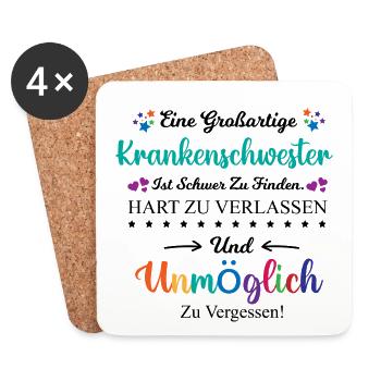 Krankenschwester Beruf Spruch Abschied Geschenk - Untersetzer (4er-Set) - Weiß - Vorne