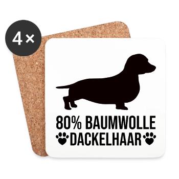 80% Baumwolle 20% Dackelhaar Lustige Hund Spruch - Untersetzer (4er-Set) - Weiß - Vorne