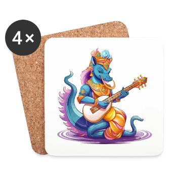 Blue Dragon Music Guitarist - Coasters (set of 4) - white - Front
