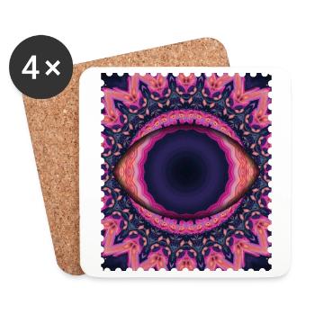 Psychedelisches Augenmandala - Untersetzer (4er-Set) - Weiß - Vorne