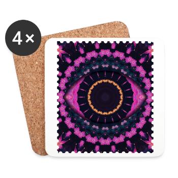 Kaleidoscopic Flower Circle - Coasters (set of 4) - white - Front