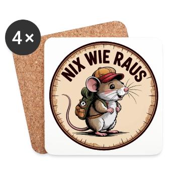 Let's get out – Wandermaus - Coasters (set of 4) - white - Front