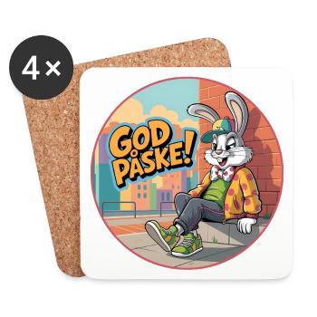 Joyeuses Pâques avec un lapin de Pâques rigolo ! - Dessous de verre (lot de 4) - blanc - Devant