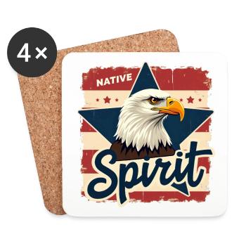 Native Spirit Eagle USA Vintage Look - Dessous de verre (lot de 4) - blanc - Devant