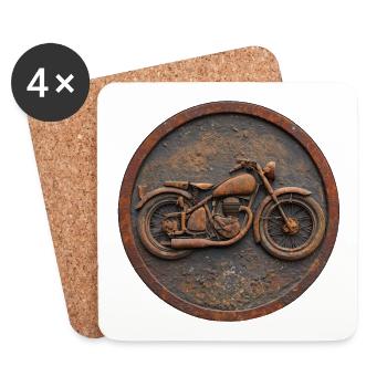 Vintage-Motorrad-Emblem – Klassisches Retro-Design - Untersetzer (4er-Set) - Weiß - Vorne