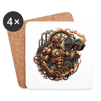 Steampunk und Retro - Untersetzer (4er-Set) - Weiß - Vorne