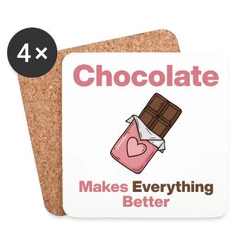 Le chocolat rend tout meilleur - Dessous de verre (lot de 4) - blanc - Devant