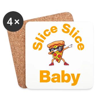 Slice Slice Baby – Pizza Vibes - Coasters (set of 4) - white - Front